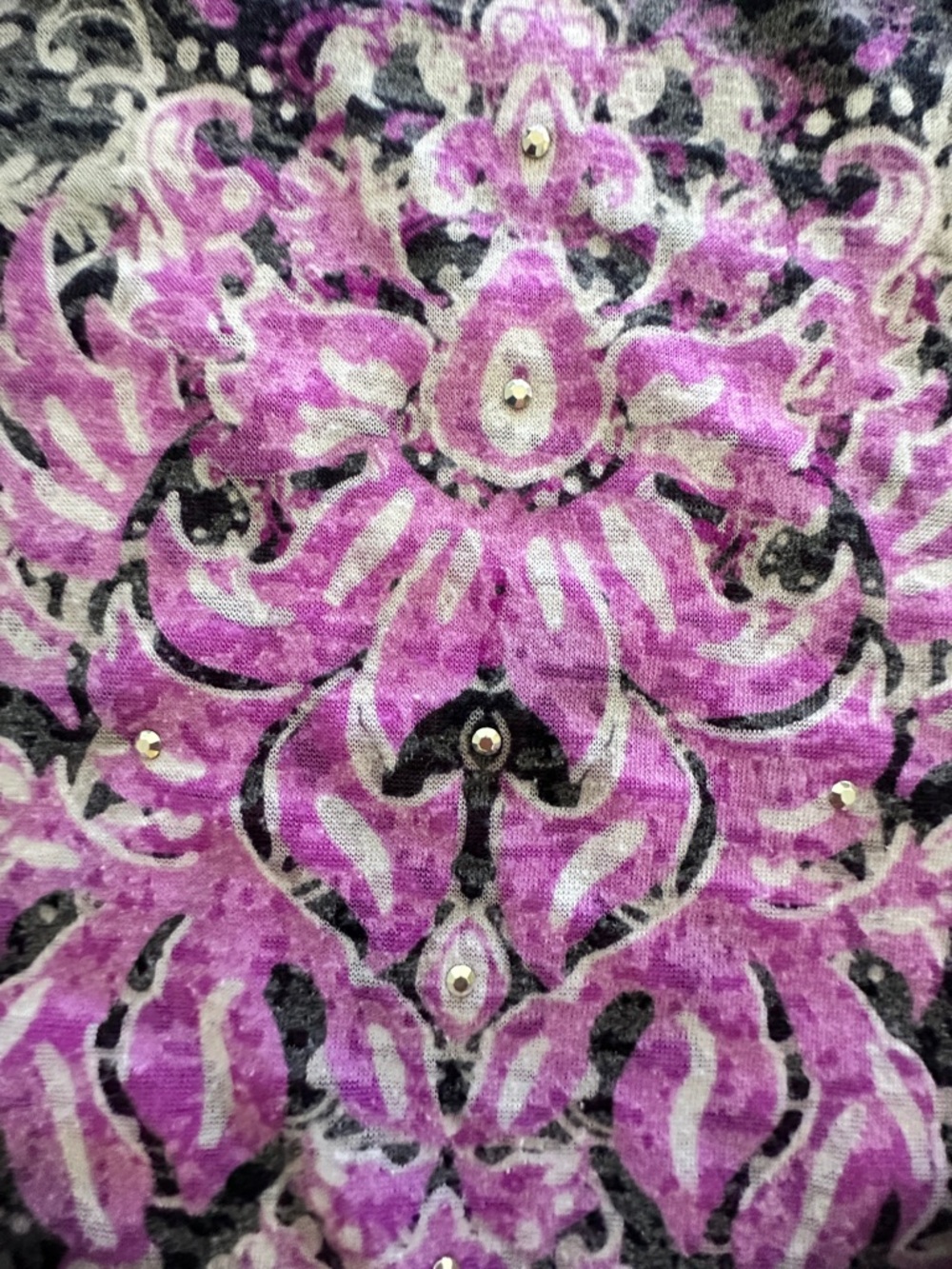 INC International Concepts Pink Black Baroque Rhinestone Detail Top Size M - Picture 11 of 16
